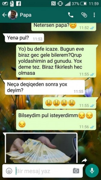 Azərbaycanlı ata və qızının - rekord qıran "WhatsApp" söhbəti / FOTO