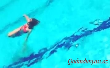 Aygün Kazımova hovuzda (video)