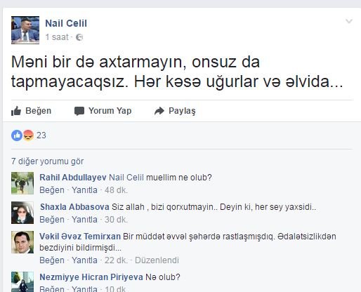 Azərbaycanlı məşhur psixoloq intihar anonsu verdi: "Məni axtarmayın, əlvida"