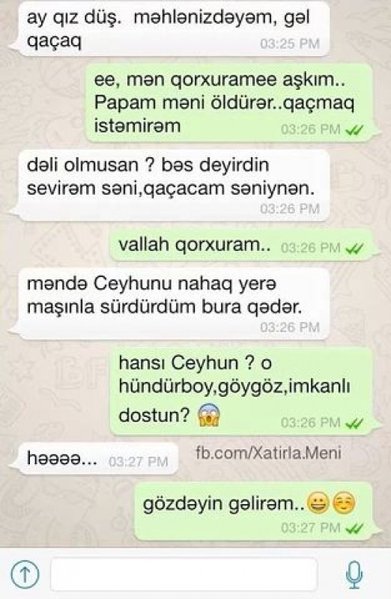 "WhatsApp" yazışmasına ÇOX GÜLƏCƏKSİNİZ: "Ay qız düş, məhlənizdəyəm..." - FOTO