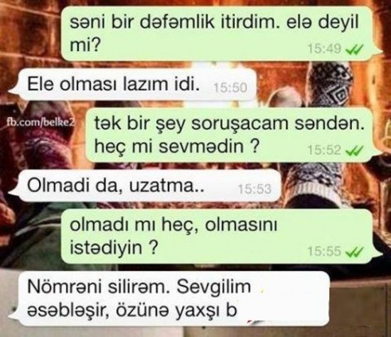 İki sevgilinin "WhatsApp"-da ayrılıq yazışması REKORD QIRIR -"Səni birdəfəlik..."