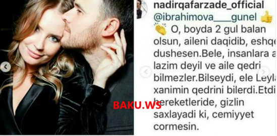 Nadir Qafarzadə Emini Leyla Əliyevadan ayrıldığı üçün SƏRT QINADI: "2 gül balan olsun..."(FOTO)
