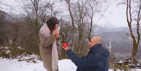 Tufandağda qeyri-adi evlilik təklifi - VİDEO