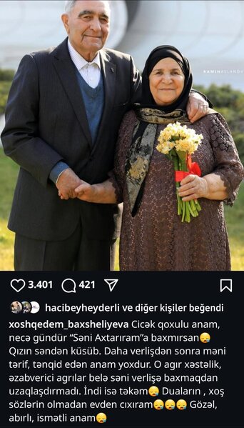 Qızın səndən küsüb, çiçək qoxulu anam' - Anasını itirən Xoşqədəm