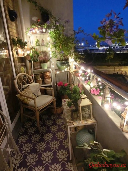 Balkonlar üçün 15 kreativ ideya