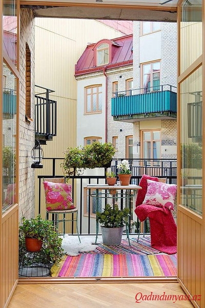 Balkonlar üçün 15 kreativ ideya
