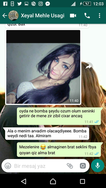 Bu "WhatsApp" yazışması rekord qırır: - "Qızın şəklini at baxım"