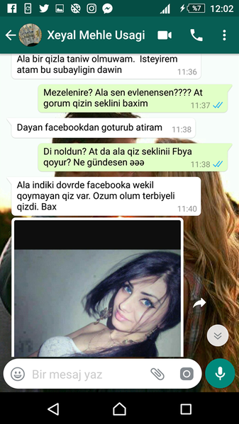 Bu "WhatsApp" yazışması rekord qırır: - "Qızın şəklini at baxım"