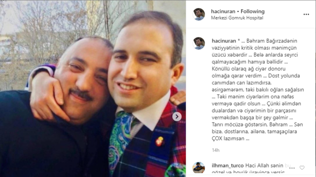 Hacı Nuran Bəhrama donor olmağa hazırdır: "Təki mənim ciyərlərim..."