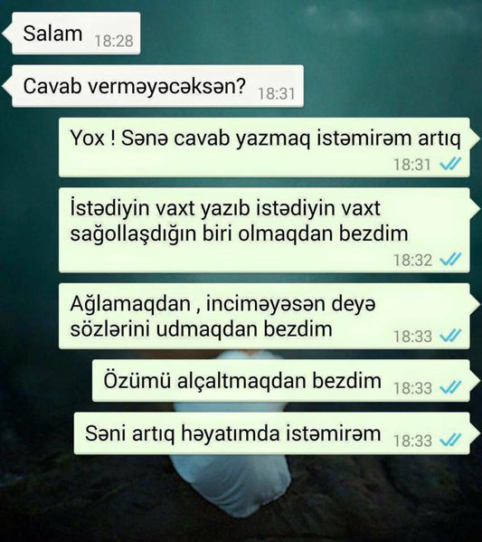 Azərbaycanlı iki sevgilinin ayrılıq mesajı - Bu "WhatsApp" yazışması hamını ağladır...