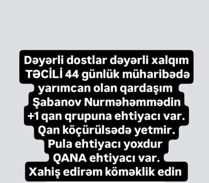Ofeliya qardaşı üçün qan axtarır - İzləyicilərinə səsləndi