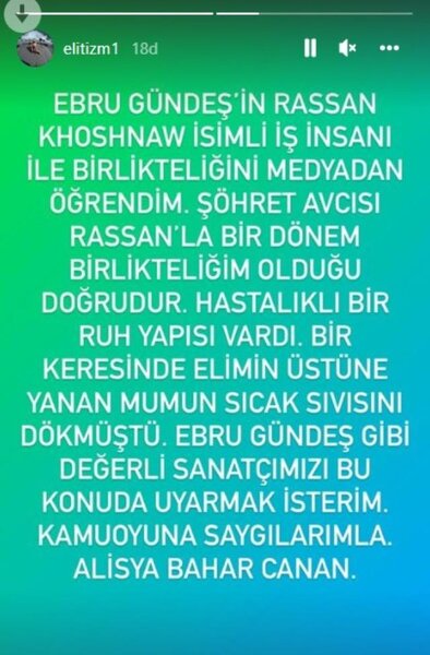 Rassan Xoşnəvlə eşq yaşayan qadından Ebru Gündeşə xəbərdarlıq: 'O, ruhi xəstədir