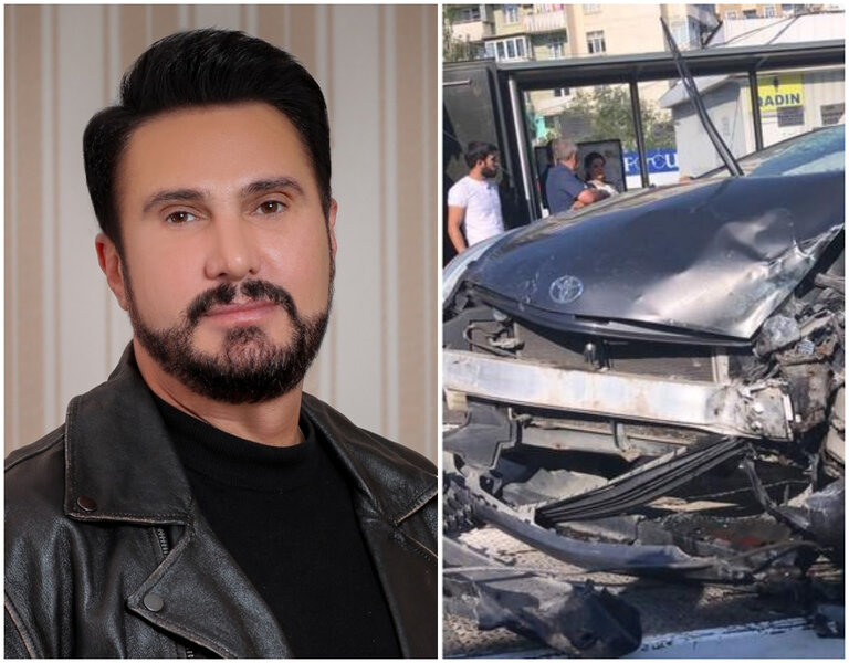 Avtobus Nadir Qafarzadənin avtomobilini vurdu - VİDEO