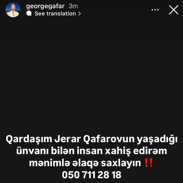 Corc Qafarov qardaşını axtarır