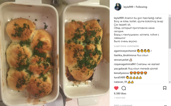 Leyla Əliyeva anasının bişirdiyi yeməklərin fotolarını paylaşdı: "Çox ləzzətli idi"